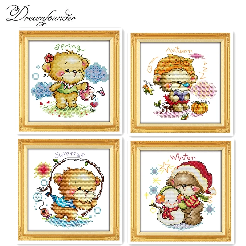 Four seasons little bear spring autumn winter cross stitch kit 14ct 11ct printed canvas embroidery DIY handmade needlework plus
Four seasons little bear spring autumn winter cross stitch kit 14ct 11ct printed canvas embroidery DIY handmade needlework plus
