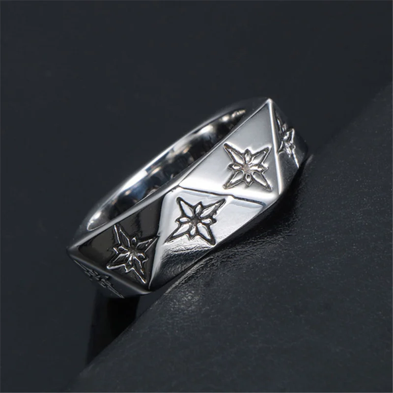 Ataullah Gothic Pentagon Ring Male Domineering Exaggeration Titanium Steel Punk Rock Finger Jewelry for man RW035 | Украшения и