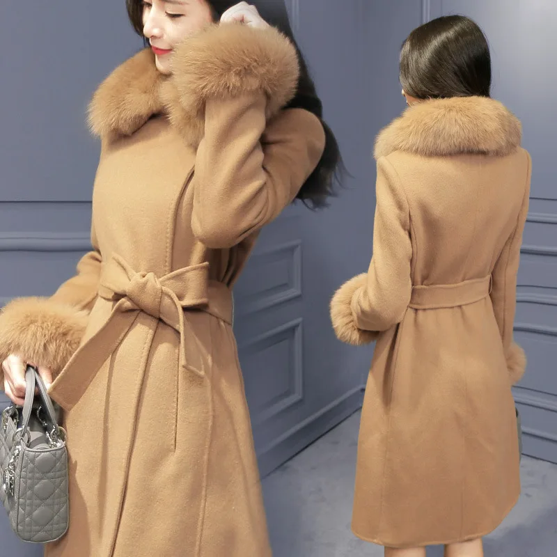 Autumn and winter new European and American women's woolen coat Slim long plus cotton fur collar waist 2019 woolen coat
Autumn and winter new European and American women's woolen coat Slim long plus cotton fur collar waist 2019 woolen coat