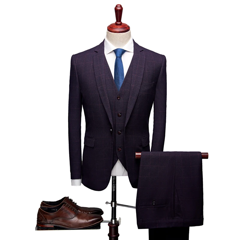 (Jacket+Vest +Pants)2018 New style High quality Men Classic casual business suits Men's Plaid woolen wedding dress suit men
(Jacket+Vest +Pants)2018 New style High quality Men Classic casual business suits Men's Plaid woolen wedding dress suit men