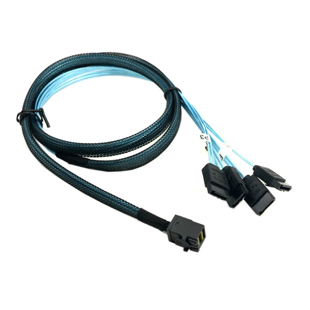 

Zihan 50cm 100cm Internal Mini SAS SFF-8643 Host to 4 SATA 7pin Target Hard Disk 6Gbps Data Server Raid Cable 0.5M 1M