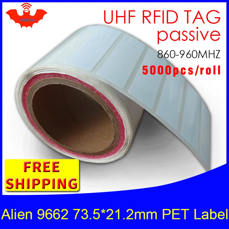 UHF RFID этикетка наклейка Alien 9662 печатная ПЭТ EPC6C 915m860 960MHZ Higgs3 5000 шт Бесплатная