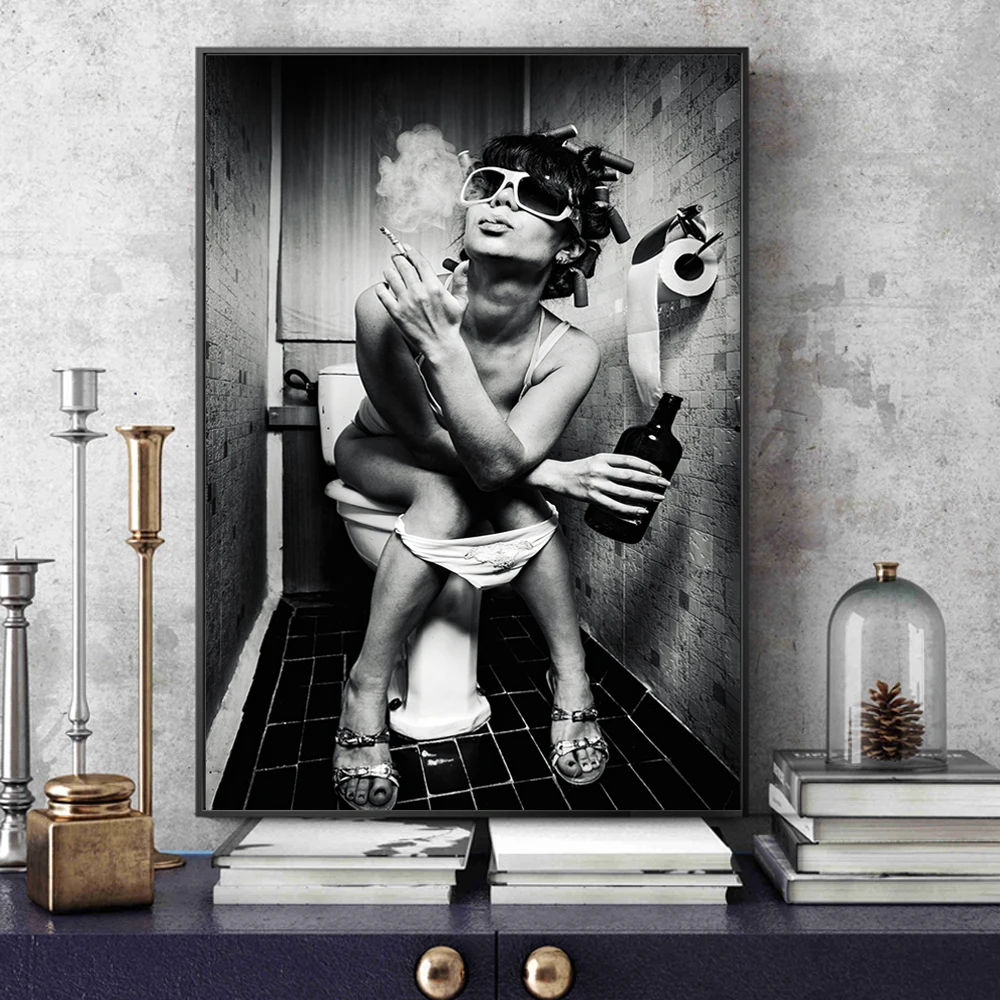 Sexy Woman on Toilet Wall Posters And Print Woman With Cigarette Pop Art Canvas Black And White Canvs Prints For Home Wall Decor
Sexy Woman on Toilet Wall Posters And Print Woman With Cigarette Pop Art Canvas Black And White Canvs Prints For Home Wall Decor