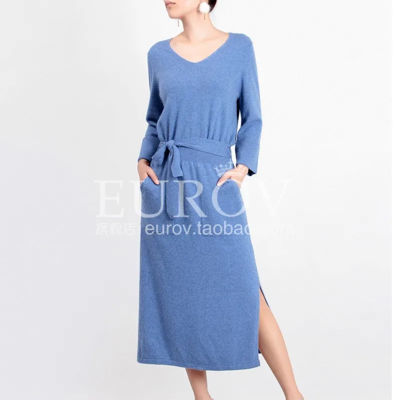 Women Sweater Dress 2018 New High Quality Designer Women's Autumn Slit Belt Slim Brief Elegant V-Neck Cashmere Knitting Dresses
Women Sweater Dress 2018 New High Quality Designer Women's Autumn Slit Belt Slim Brief Elegant V-Neck Cashmere Knitting Dresses