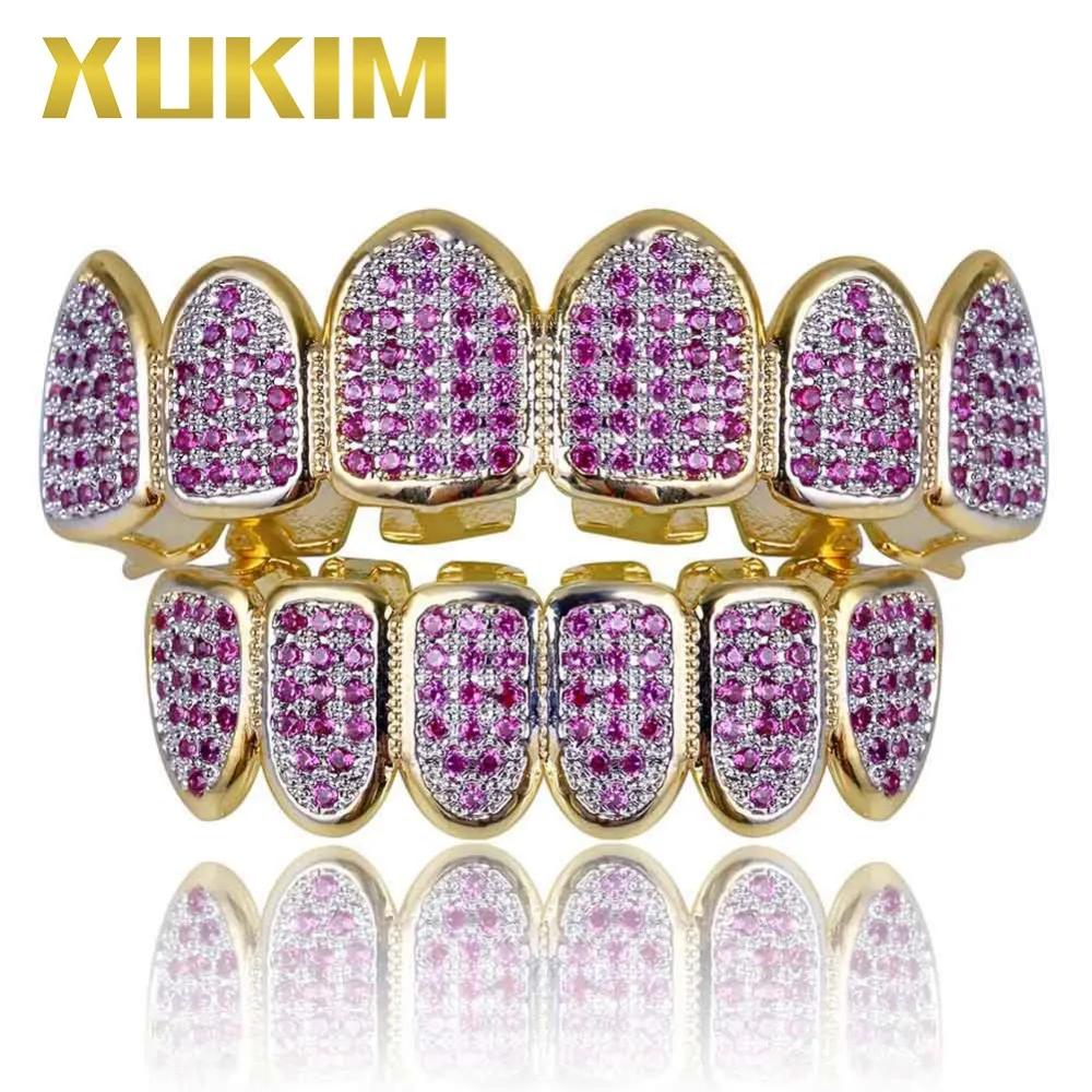 Xukim Jewelry Hip Hop Gold Color Pink Teeth Grillz Top & Bottom Grillz Vampire Fangs Rapper Jewelry Gift Party
Xukim Jewelry Hip Hop Gold Color Pink Teeth Grillz Top & Bottom Grillz Vampire Fangs Rapper Jewelry Gift Party