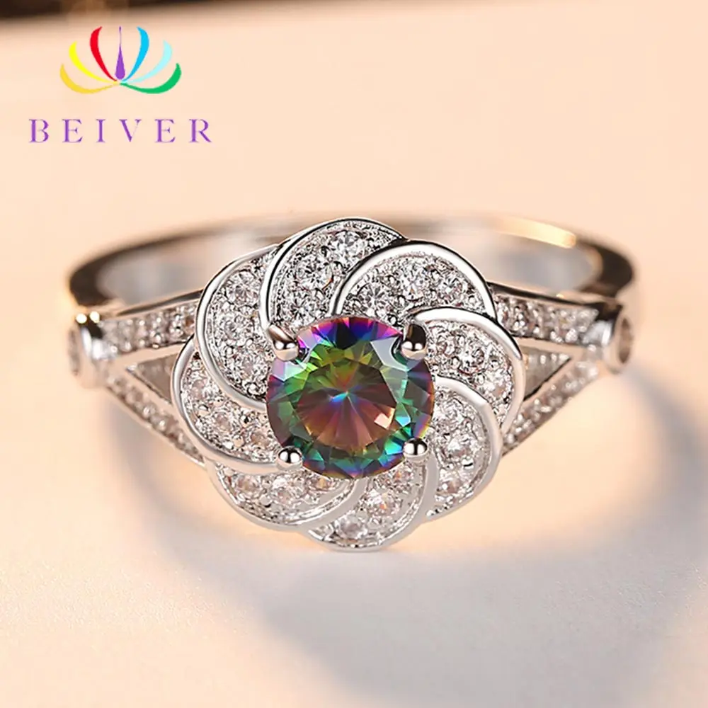 Beiver 2019 New Arrival White Gold Color Rainbow Round Zircon Promise Wedding Flower Rings for Women Party Jewelry Ladies Gifts
Beiver 2019 New Arrival White Gold Color Rainbow Round Zircon Promise Wedding Flower Rings for Women Party Jewelry Ladies Gifts