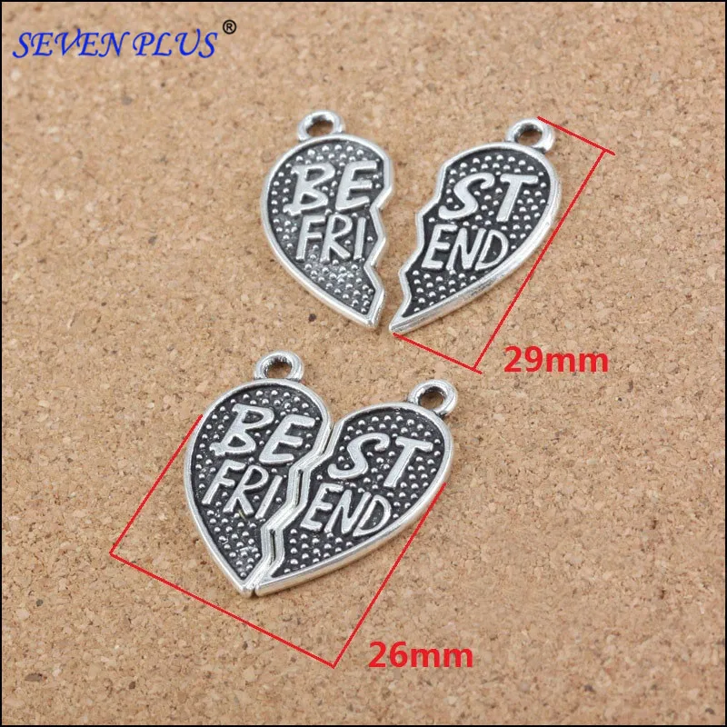 10 Pieces (5 sets) 26mm*29mm Antique Silver Plated Best Friend Heart Charms Friend Charm For Jewelry Making
10 Pieces (5 sets) 26mm*29mm Antique Silver Plated Best Friend Heart Charms Friend Charm For Jewelry Making