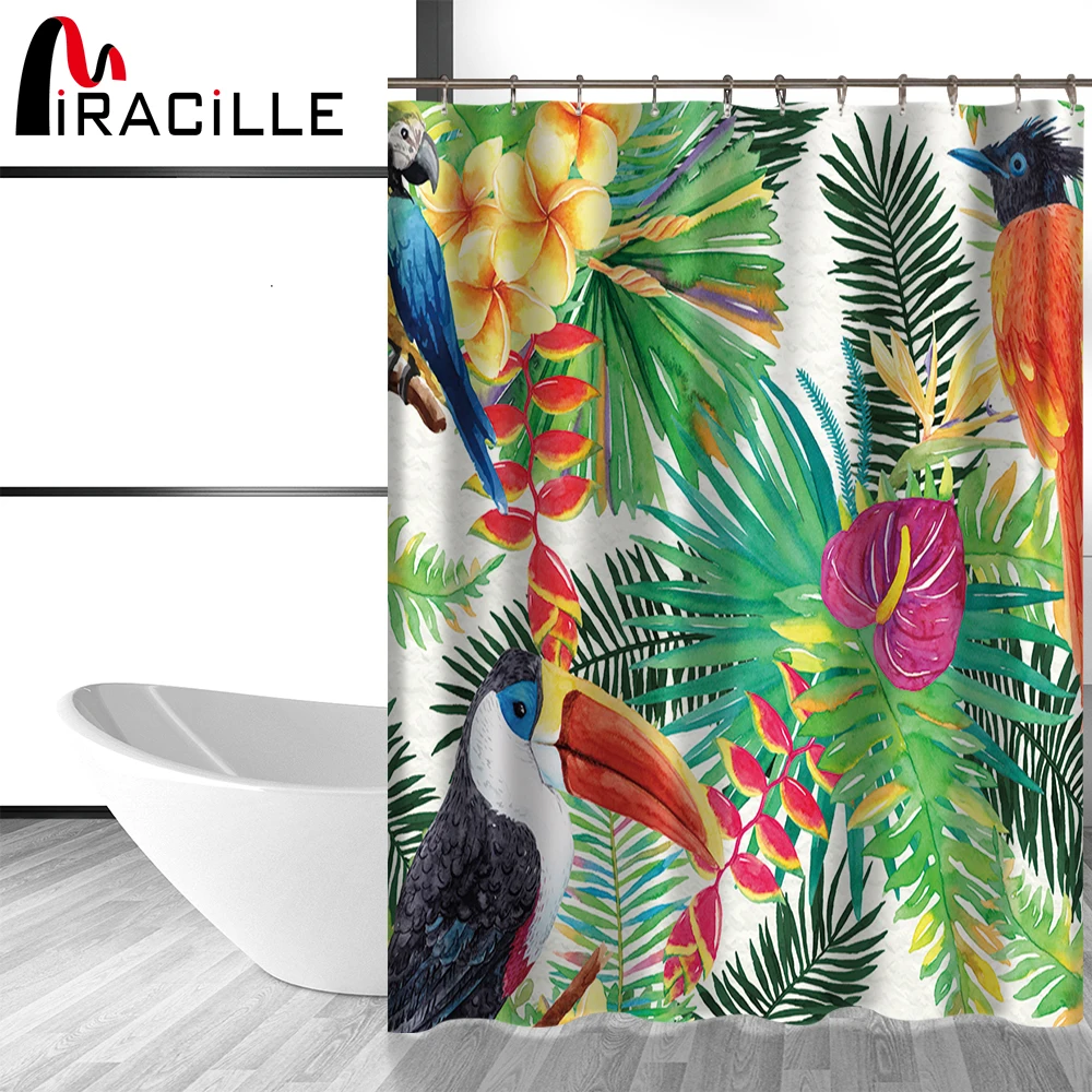 Miracille Tropical Flowers and Birds Bath Curtains Waterproof Polyester Fabric Shower Curtain Bathroom Accessories Home Decor
Miracille Tropical Flowers and Birds Bath Curtains Waterproof Polyester Fabric Shower Curtain Bathroom Accessories Home Decor