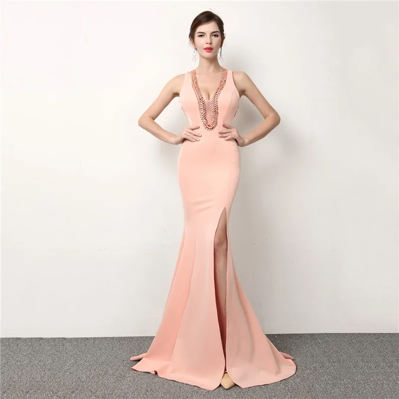 Pink Diamonds Mesh Deep V Neck Sleeveless Side Split Long Evening Party Dresses Elegant Women Formal Dress Sexy Night Club Wear
Pink Diamonds Mesh Deep V Neck Sleeveless Side Split Long Evening Party Dresses Elegant Women Formal Dress Sexy Night Club Wear