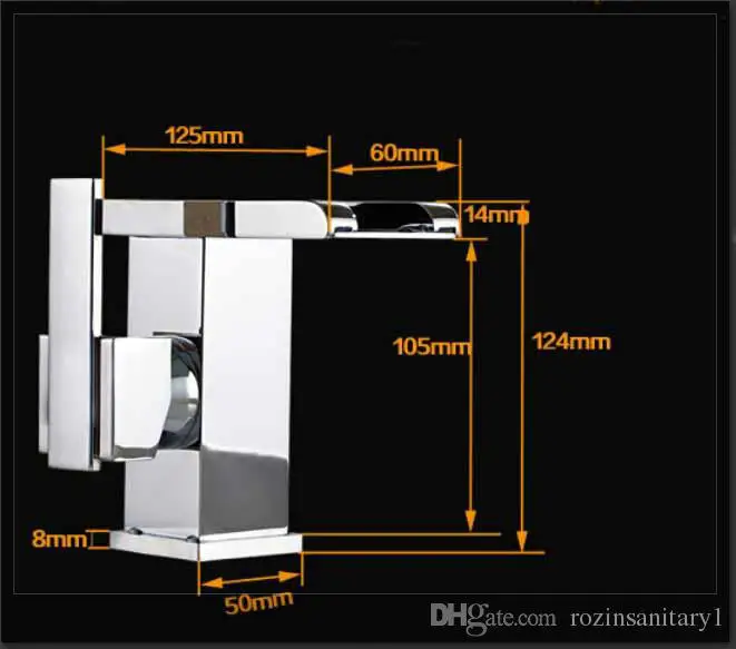 New Waterfall LED Basin Faucet Square Shape Sink Mixer Tap Single Handle Chrome emergi | Канцтовары для офиса и дома