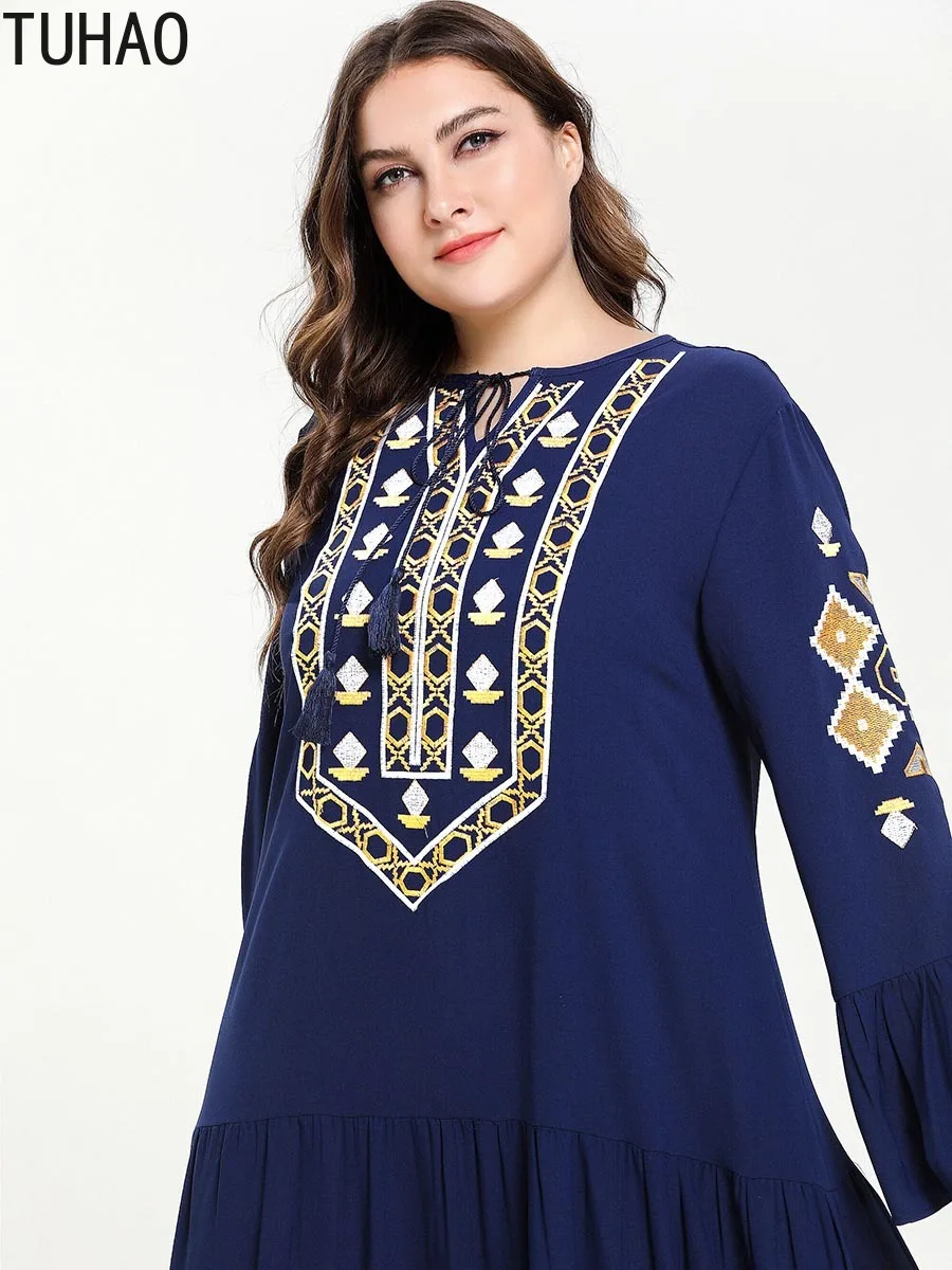 TUHAO Navy Color Muslim Dresses Vintage Embroidered Large Size 4XL 3XL Muslim Dress Ankle-Length Autumn Female Dress LZ85
TUHAO Navy Color Muslim Dresses Vintage Embroidered Large Size 4XL 3XL Muslim Dress Ankle-Length Autumn Female Dress LZ85