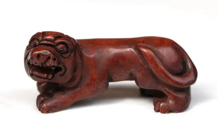 Азиатский китайский Boxwood старый ручной работы резьба свинья собирать статуя Netsuke