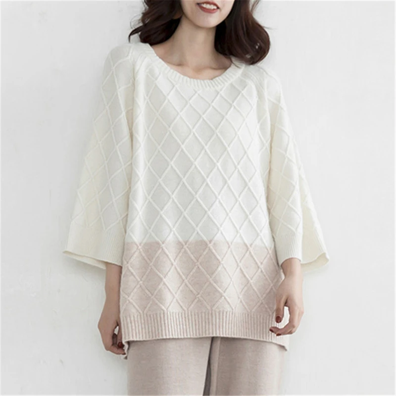 100% cashmere argyle knit women fashion Oneck pullover sweater 3quarter sleeve wide loose patchwork color S/M/L
100% cashmere argyle knit women fashion Oneck pullover sweater 3quarter sleeve wide loose patchwork color S/M/L