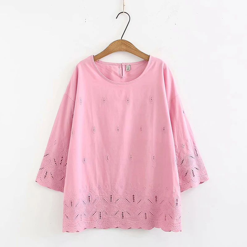 Large-size Women's Seven-sleeve Shirts 2019 Fashion Round Collar Tops Pure Color Blouses Plus Size Women Clothing Shirt
Large-size Women's Seven-sleeve Shirts 2019 Fashion Round Collar Tops Pure Color Blouses Plus Size Women Clothing Shirt