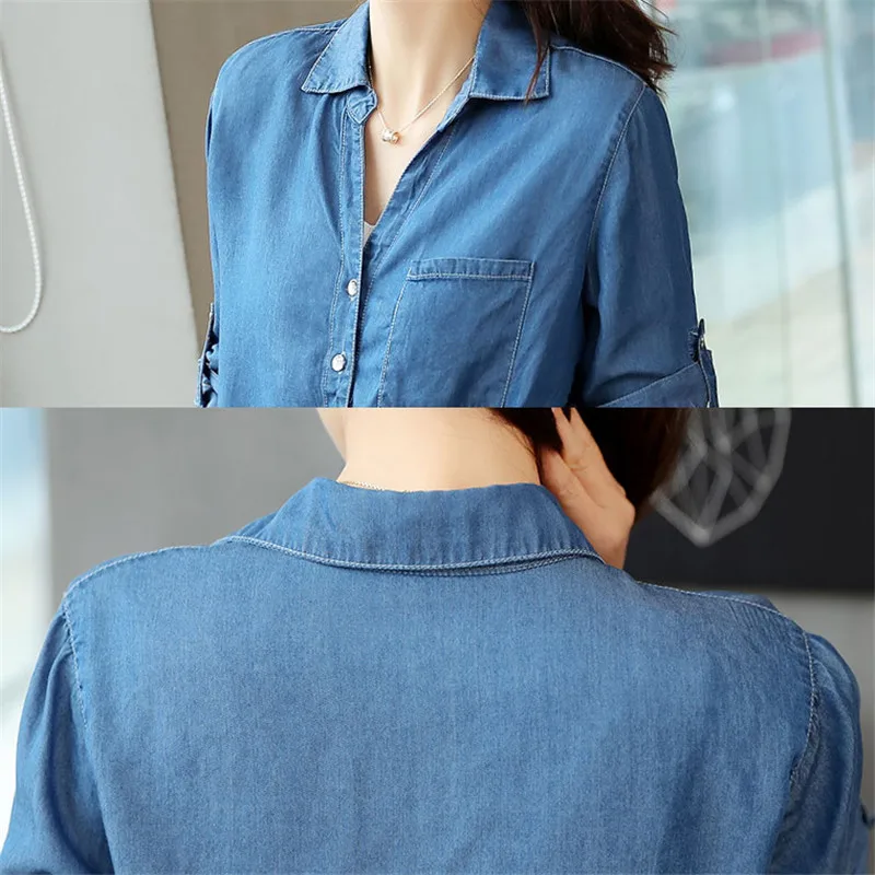 Women short denim shirt 2018 summer new long-sleeved single-breasted female shirts slim Splice hem knot female shirt tops cw286
Women short denim shirt 2018 summer new long-sleeved single-breasted female shirts slim Splice hem knot female shirt tops cw286