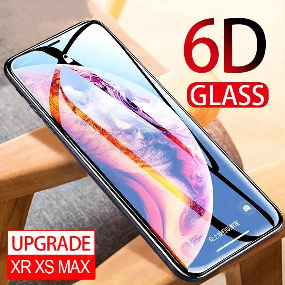 6D Защитное стекло для iPhone 7 6 XS Max защита экрана полное покрытие изогнутое s 8 Plus X 10