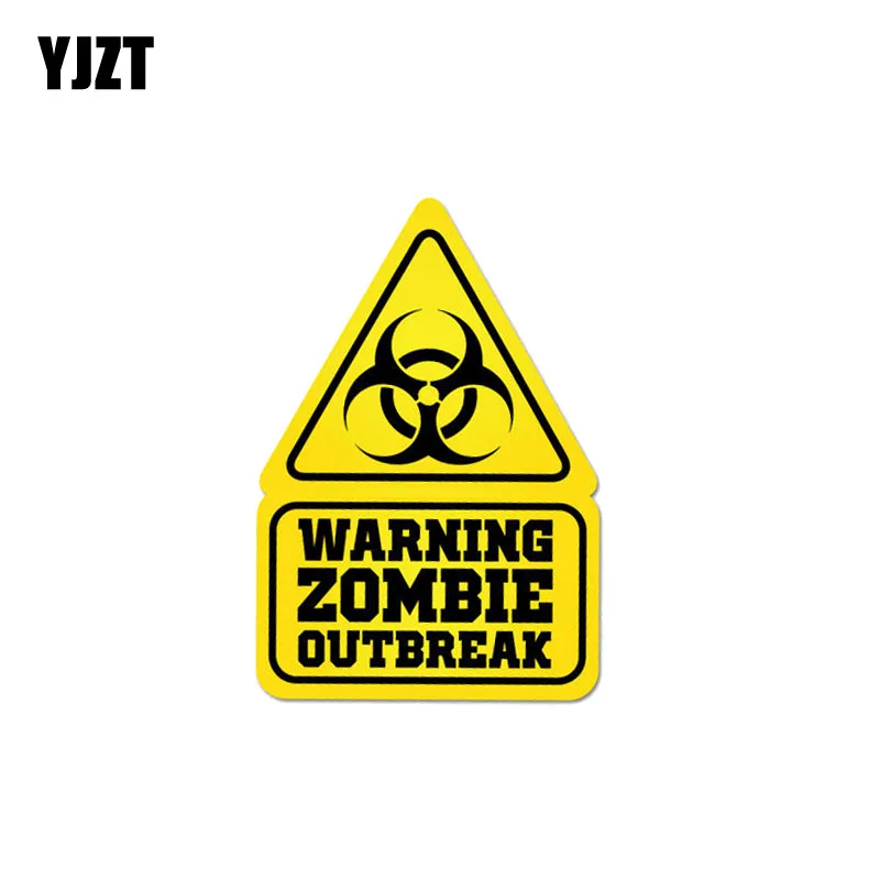 

YJZT 8CM*11.7CM Warning Zombie Outbreak Funny Car Sticker PVC Decal 12-1004