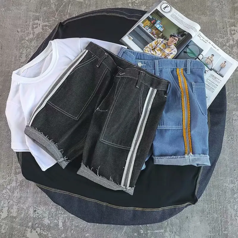 Men's Summer New Denim Shorts Men's Contrast Slim Striped Ribbon Denim Fabric Casual Shorts Size M-2XL
Men's Summer New Denim Shorts Men's Contrast Slim Striped Ribbon Denim Fabric Casual Shorts Size M-2XL