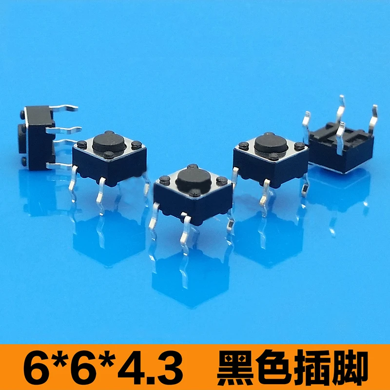 NEW black Vertical touch switch 4 pin micro button switch Button 6x6x4.3mm feet of copper legs Tact switch
NEW black Vertical touch switch 4 pin micro button switch Button 6x6x4.3mm feet of copper legs Tact switch