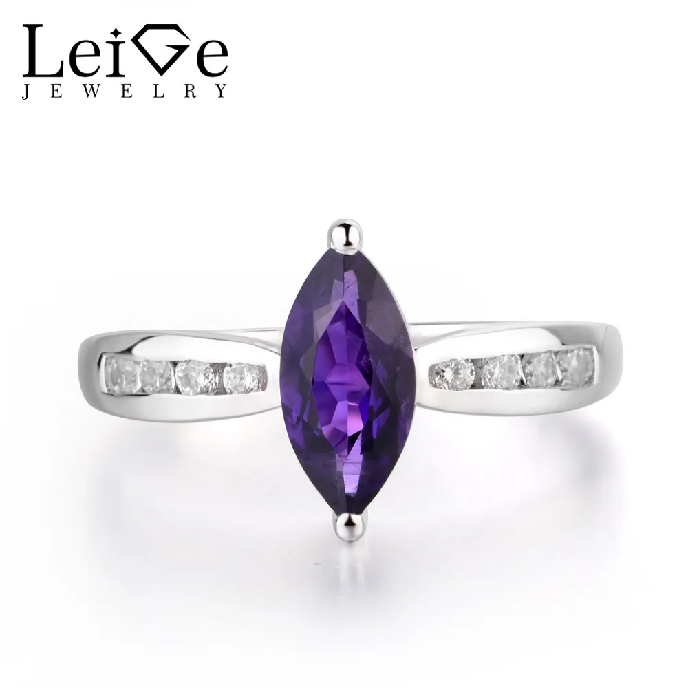 Leige Jewelry Purple Amethyst Rings For Women Marquise Cut Solitaire Ring Wedding Engagement 925 Sterling Silver Prong Setting
Leige Jewelry Purple Amethyst Rings For Women Marquise Cut Solitaire Ring Wedding Engagement 925 Sterling Silver Prong Setting