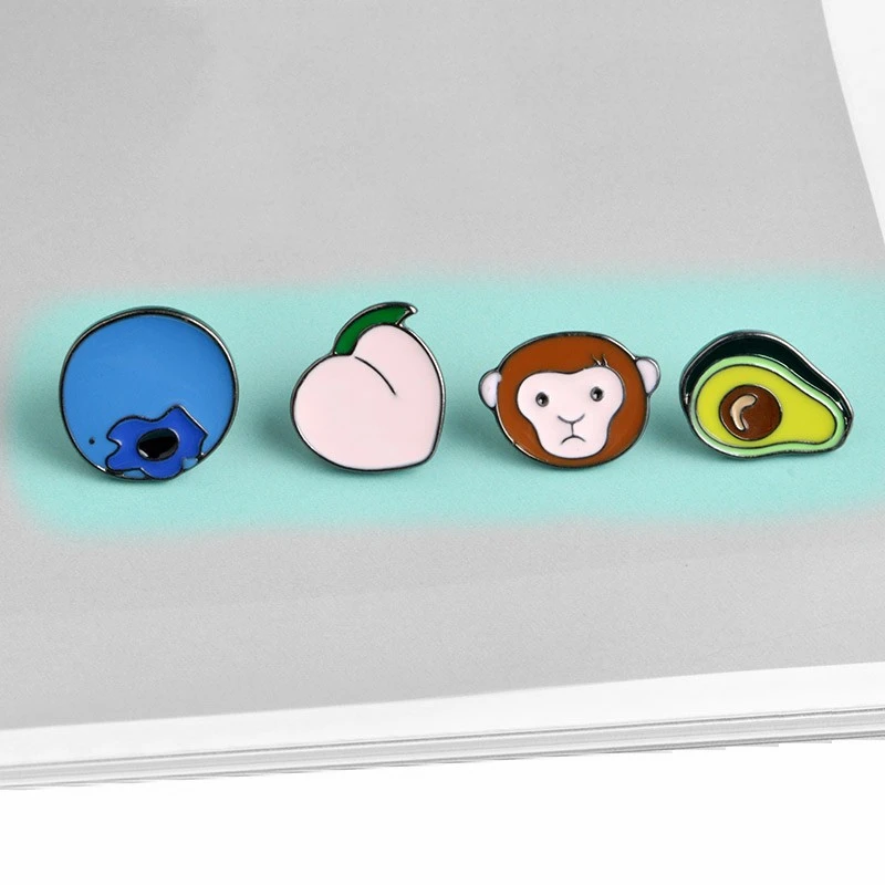 Fruit pin Avocado Monkey Peach Blueberry Metal Lapel Pins Hard Enamel Pin Cute Badge Fashion jewelry gift for kids
Fruit pin Avocado Monkey Peach Blueberry Metal Lapel Pins Hard Enamel Pin Cute Badge Fashion jewelry gift for kids