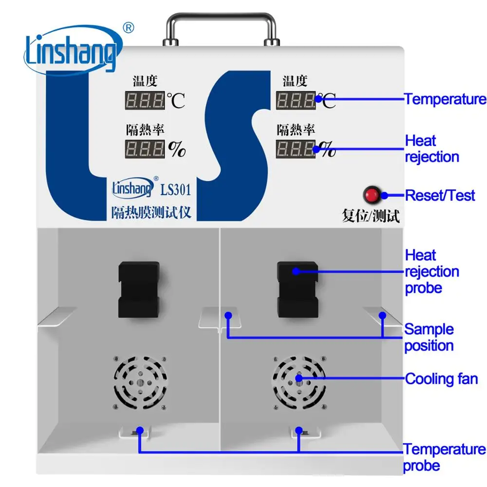 Linshang LS301 Window Tint Temperature Meter for insulated glass filmed glass heat insulation effect with 150W Philips IR lamp
Linshang LS301 Window Tint Temperature Meter for insulated glass filmed glass heat insulation effect with 150W Philips IR lamp