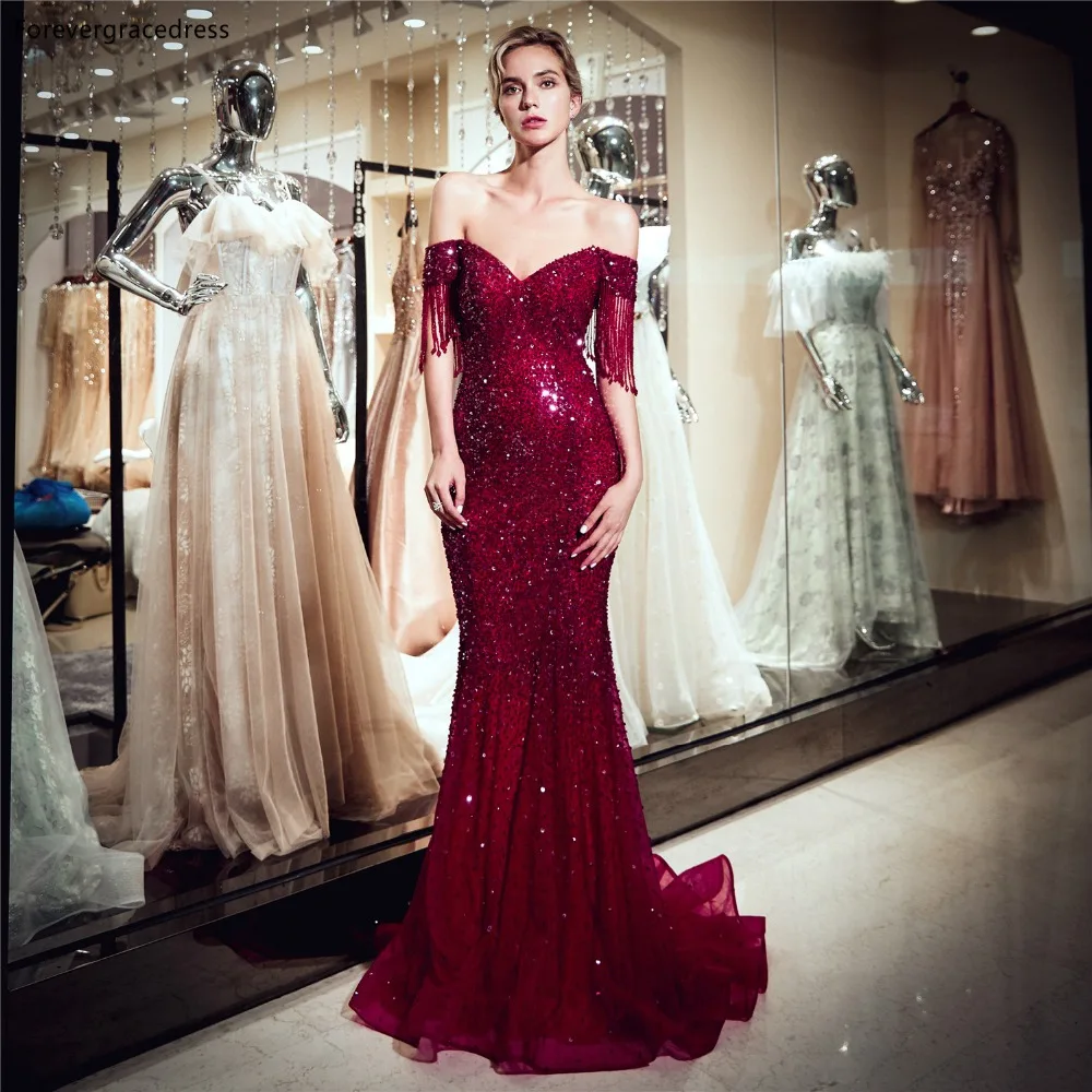 Женское вечернее платье-Русалка Forevergracedress бордовое платье с открытой спиной