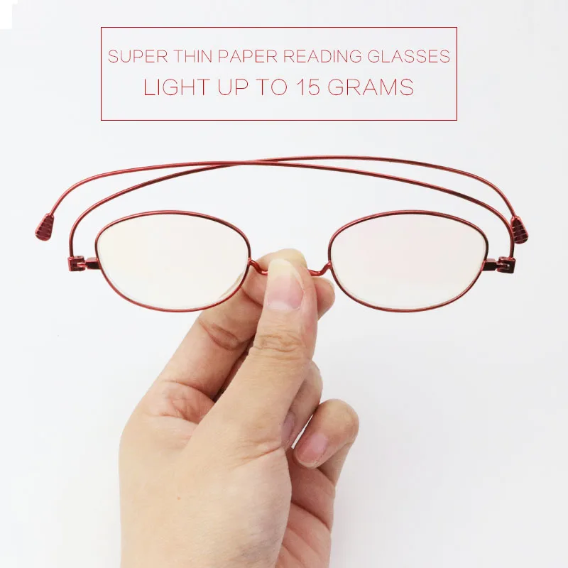 Thin reading glasses anti-blue block metal paper reading glasses 
Thin reading glasses anti-blue block metal paper reading glasses
