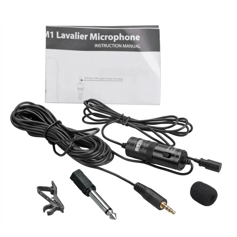 Всенаправленный конденсаторный стереомикрофон BOYA BY M1 Lavalier для DSLR видеокамер
