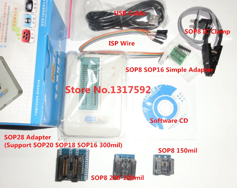Usb-программатор SuperPack Sofi SP8-A + 5 адаптеров IC clamp высокоскоростной usb-программатор
