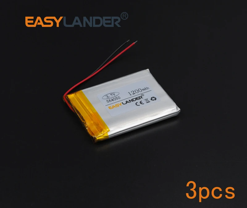3pcs/Lot 3.7V 1200mAh 564050 Rechargeable li Polymer Li-ion Battery For Power bank mobile electronic part DIY Tablet PC GPS PDA
3pcs/Lot 3.7V 1200mAh 564050 Rechargeable li Polymer Li-ion Battery For Power bank mobile electronic part DIY Tablet PC GPS PDA