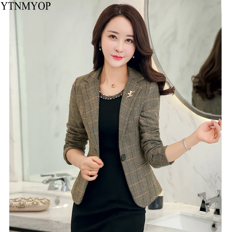 YTNMYOP Women Plaid Blazer Long Sleeve One Button Slim Suit Coat Formal Jacket Office Suit Lady Outerwear Sprint Autumn Lady Top
YTNMYOP Women Plaid Blazer Long Sleeve One Button Slim Suit Coat Formal Jacket Office Suit Lady Outerwear Sprint Autumn Lady Top