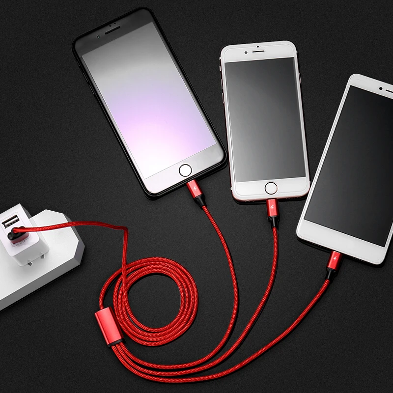 3 в 1 8Pin USB Type C Micro кабель для iPhone 8X7 6 6S Plus Samsung Nokia кабели быстрой зарядки Нейлоновый