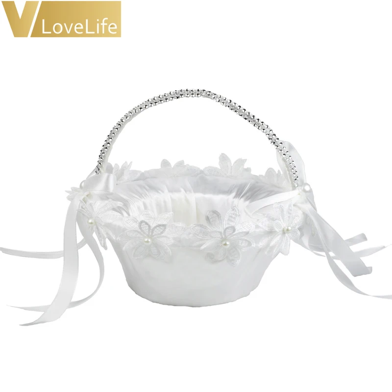 Wedding White Rose Flower Basket Girl Storage Hanging Candy Basket Satin Ribbons Bowknot Party Decoration Wedding Party Supplies
Wedding White Rose Flower Basket Girl Storage Hanging Candy Basket Satin Ribbons Bowknot Party Decoration Wedding Party Supplies