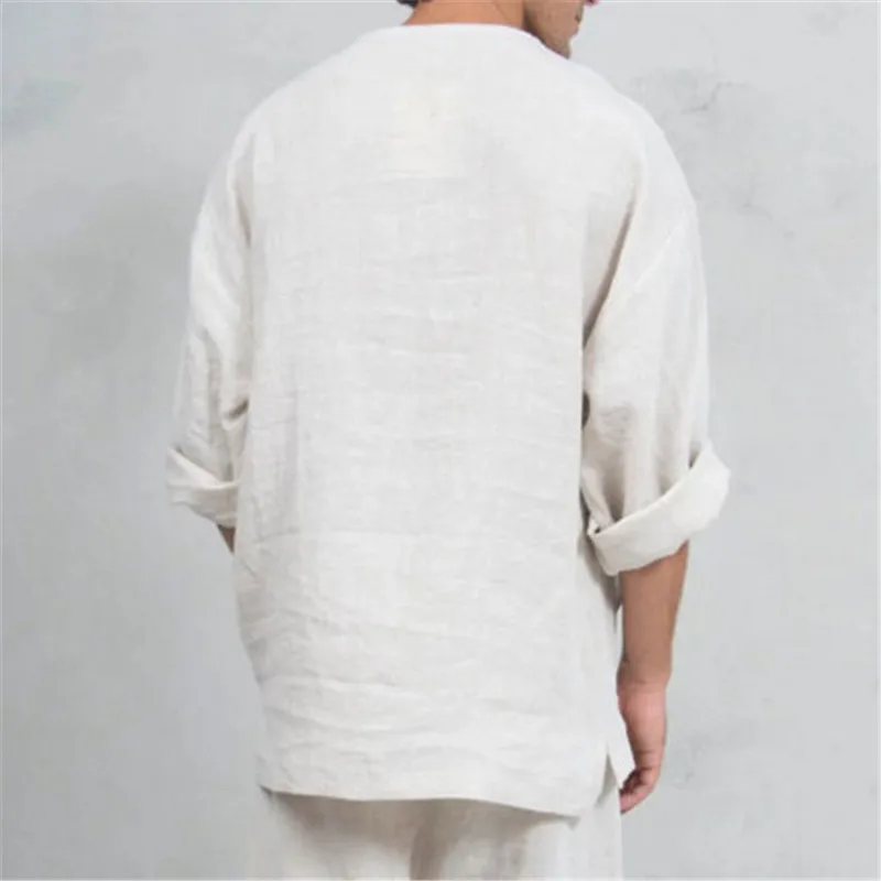2019 Men's Long Sleeve Linen Shirt Loose Summer Casual Men V-Neck White Shirts Tops M-3XL Tee
2019 Men's Long Sleeve Linen Shirt Loose Summer Casual Men V-Neck White Shirts Tops M-3XL Tee