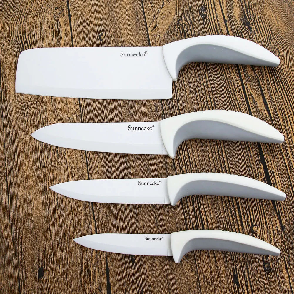 SUNNECKO 4 ШТ. Ceramice Набор Ножей Sharp Лезвия Приготовления Резак PP TPR Ручкой Покрытия