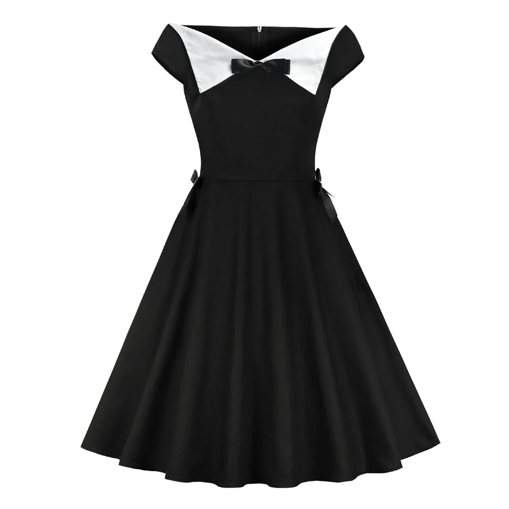 Фото Женское черное винтажное платье в стиле ретро 50 s 60 рокабилли - купить