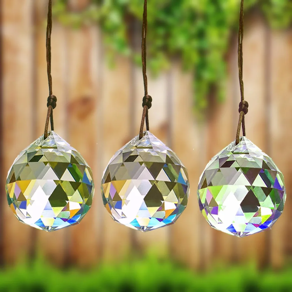 

H&D 1pc Suncatcher Prism Ball 50mm/2inch Hanging Crystal Ball Prism Faceted Chandelier Ball Rainbow Maker for Window/Wedding/Car