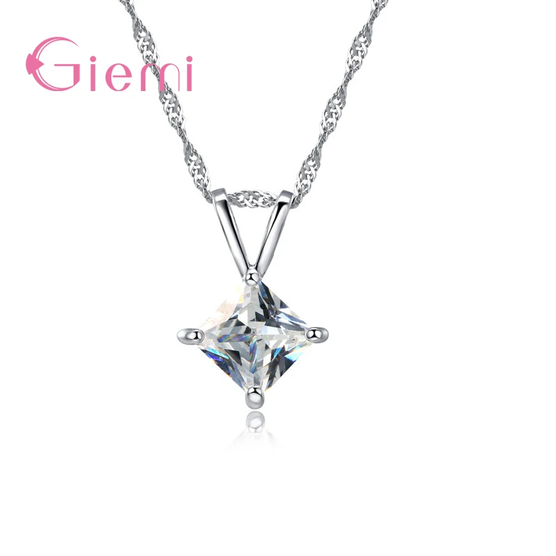 Trendy Single One Clear Austrian Zircon Crystal Necklace Square Box Pendant 925 Sterling Silver Chain Women Valentine Gift
Trendy Single One Clear Austrian Zircon Crystal Necklace Square Box Pendant 925 Sterling Silver Chain Women Valentine Gift
