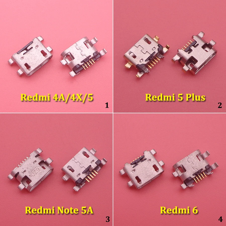 

10pcs Micro USB connector 5pin USB jack socket female charging port for Xiaomi Redmi 4A 4X 5 plus 5plus 6 Note 5A