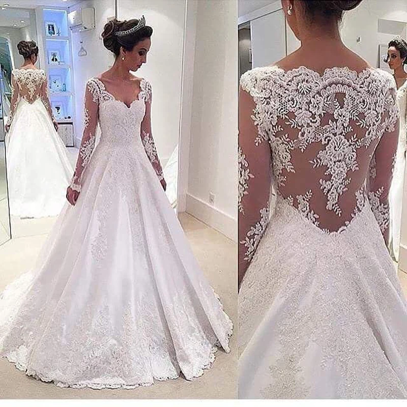 Vintage Wedding Dress Elegant Long Sleeve Lace Bridal Dresses Gelinlik A Line Bridal Gowns Vestido De Noiva
Vintage Wedding Dress Elegant Long Sleeve Lace Bridal Dresses Gelinlik A Line Bridal Gowns Vestido De Noiva