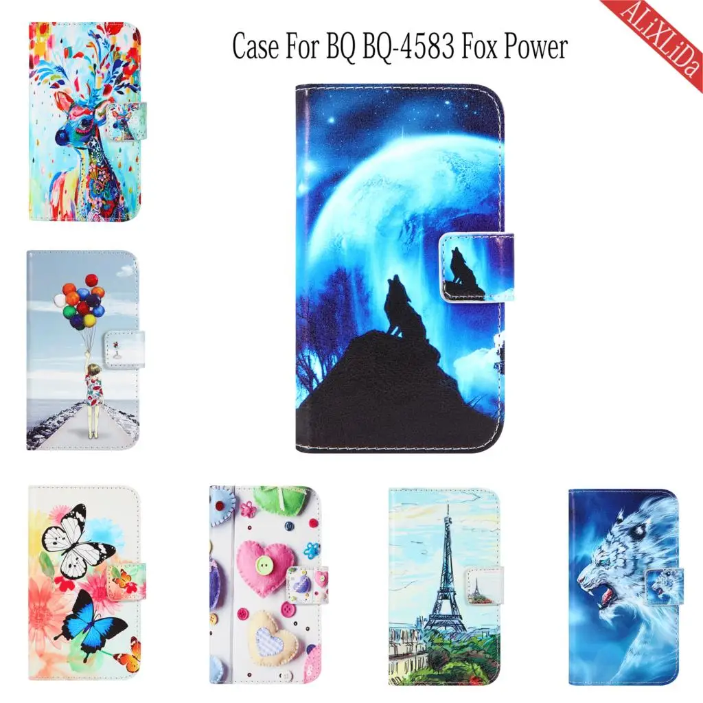 Чехол для BQ BQ-4583 Fox Power модный мультяшный узор высококачественный кожаный