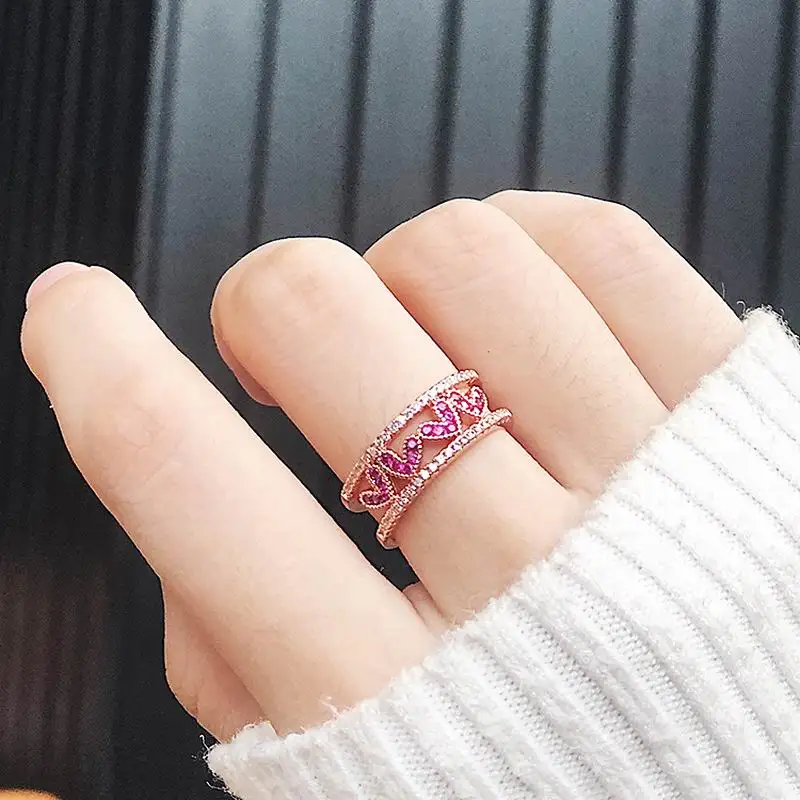 Rhinestone Heart Double Layer Rings For Women Girl 2018 Fashion Jewelry Bijoux Adjustable Ring Rose Gold-Color Party Accessories
Rhinestone Heart Double Layer Rings For Women Girl 2018 Fashion Jewelry Bijoux Adjustable Ring Rose Gold-Color Party Accessories