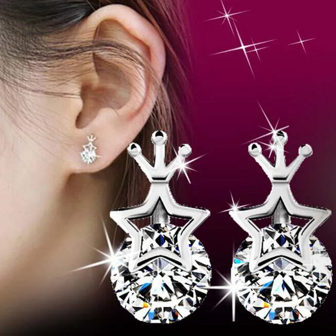 Серьги пентаграмма ювелирные изделия корона Родиевые серьги|jewelry jewelry|rhodium
