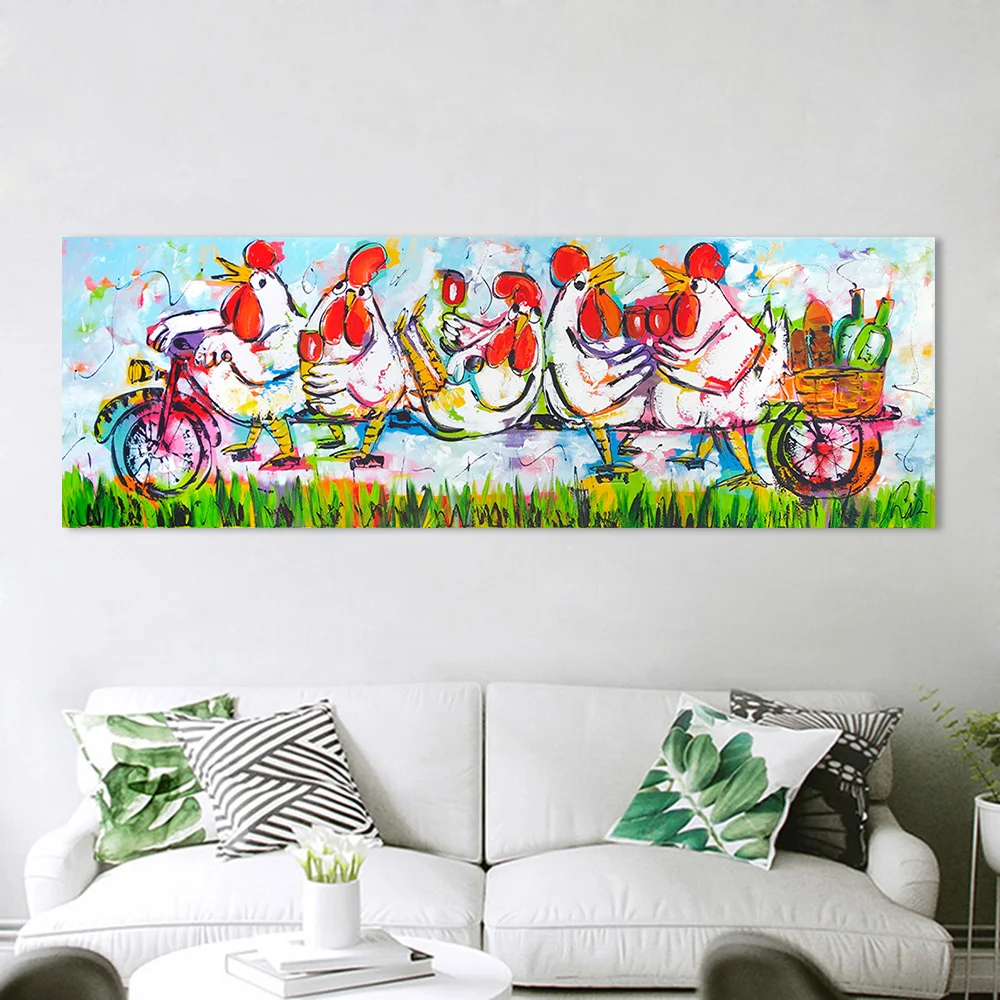 HDARTISAN Vrolijk Schilderij настенная живопись на холсте с изображением животных Курица