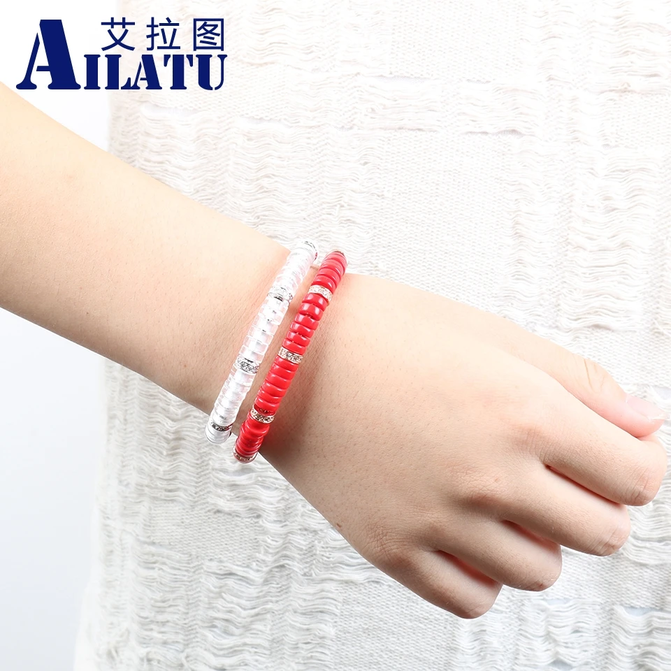 Ailatu Stainless Steel Circle Stringing Clear Glass Beads and Copper Spacer Micro Pave Cz Open Bracelets for Women'Gifts
Ailatu Stainless Steel Circle Stringing Clear Glass Beads and Copper Spacer Micro Pave Cz Open Bracelets for Women'Gifts