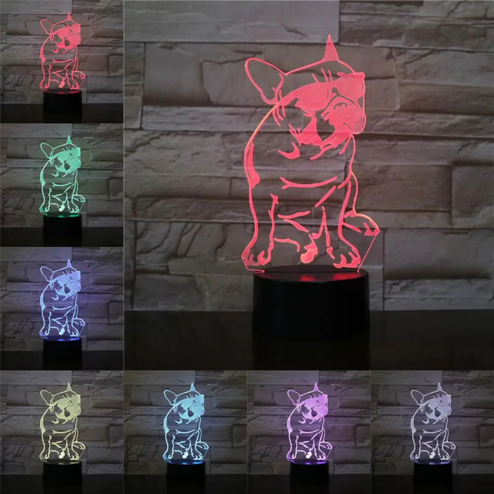 Cool Pet French Dog 3D Lamp Illusion Night Light LED Bulb Multicolor Atmosphere Lampara Christmas Gifts For Children's Kid Toy
Cool Pet French Dog 3D Lamp Illusion Night Light LED Bulb Multicolor Atmosphere Lampara Christmas Gifts For Children's Kid Toy
