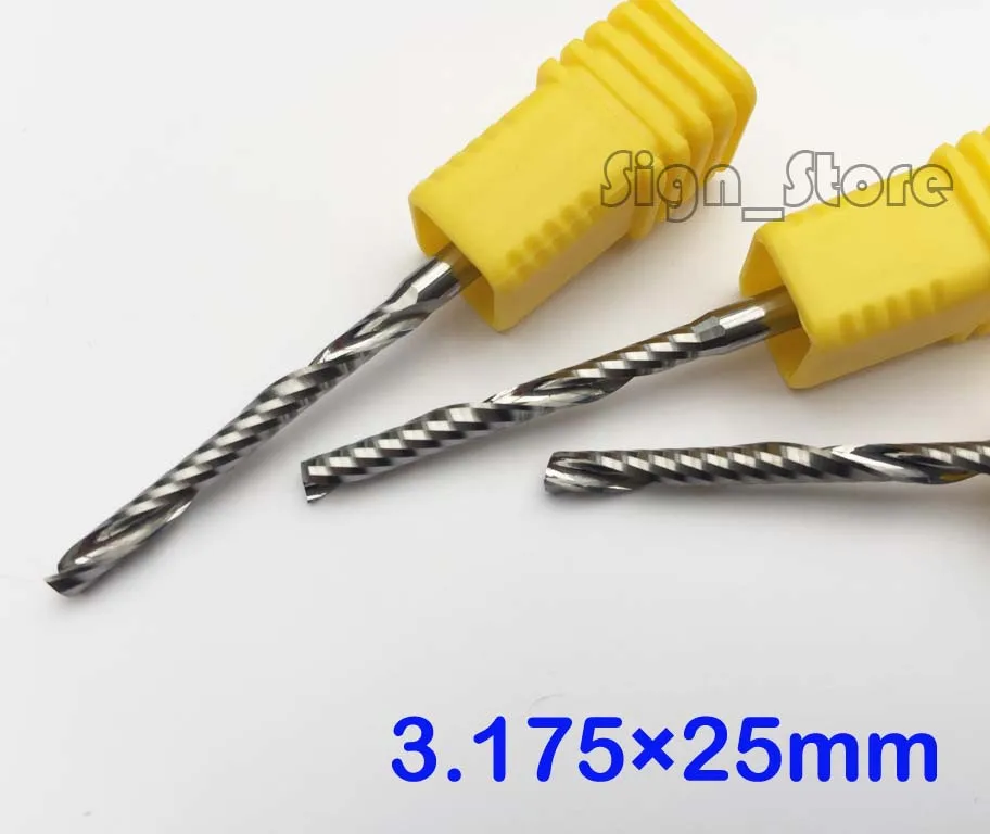 10PCS Single Flute Spiral CNC Router Bit End Mill Aluminum Copper Metal Cutter Cutting Tool 3.175mm *25mm
10PCS Single Flute Spiral CNC Router Bit End Mill Aluminum Copper Metal Cutter Cutting Tool 3.175mm *25mm