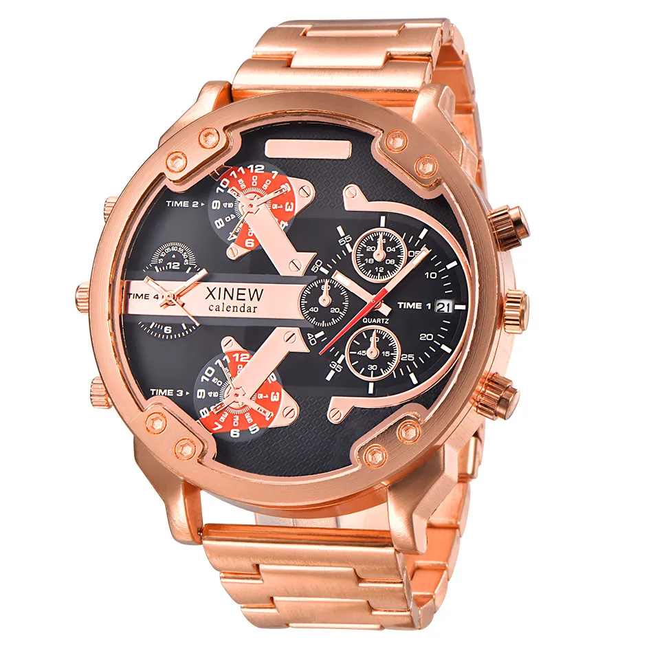 Luxury Mens Big Face 2 Time Zone Quartz Army Watch XINEW Calendar Relogio Masculino Original de Ouro Montre Homme Grande Marque
Luxury Mens Big Face 2 Time Zone Quartz Army Watch XINEW Calendar Relogio Masculino Original de Ouro Montre Homme Grande Marque