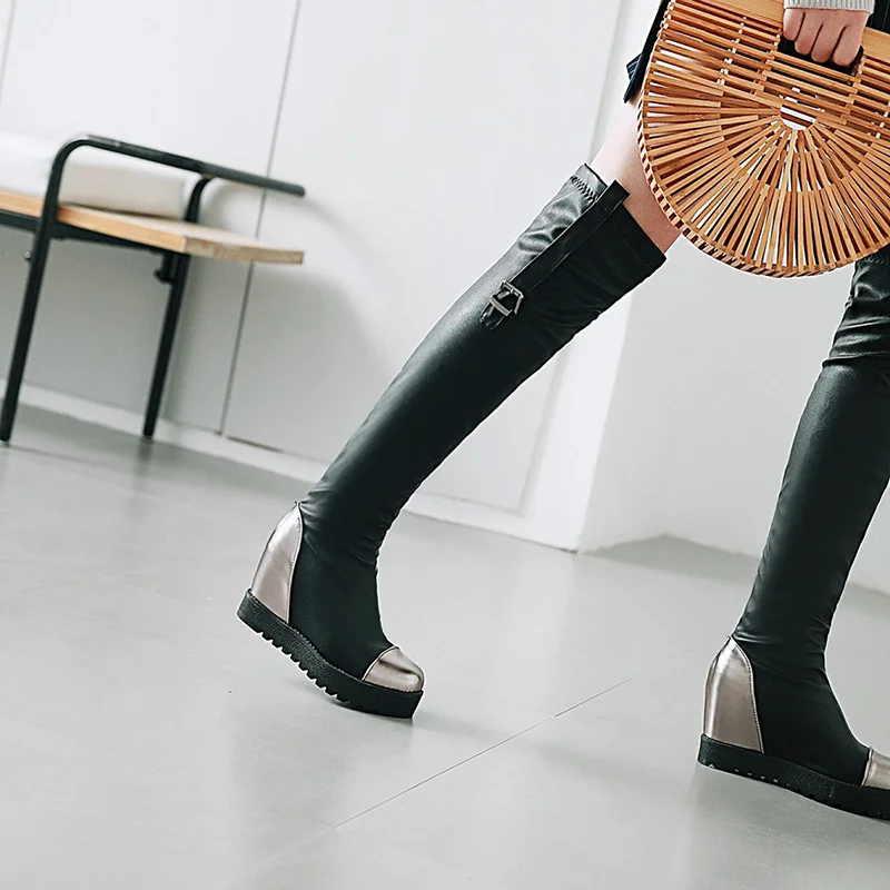 WETKISS Stretch Elevator Woman Boots Round Toe Footwear Platform Female Boot Over The Knee Shoes Woman 2018 Winter New Black
WETKISS Stretch Elevator Woman Boots Round Toe Footwear Platform Female Boot Over The Knee Shoes Woman 2018 Winter New Black